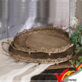 Set 3 Quaint Oval Shabby Chic Metal Plate